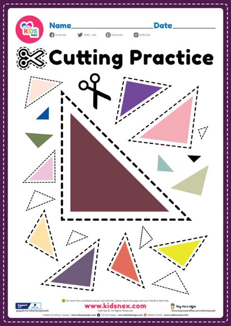 cutting practice  printable  worksheets  kids