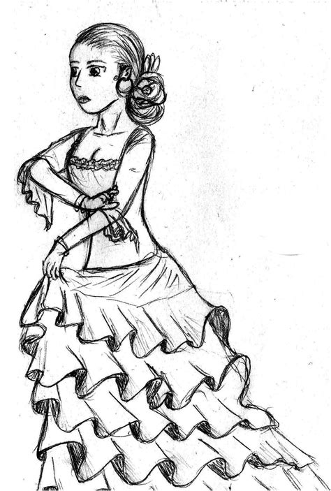 spanish flamenco dancer coloring page sketch coloring page