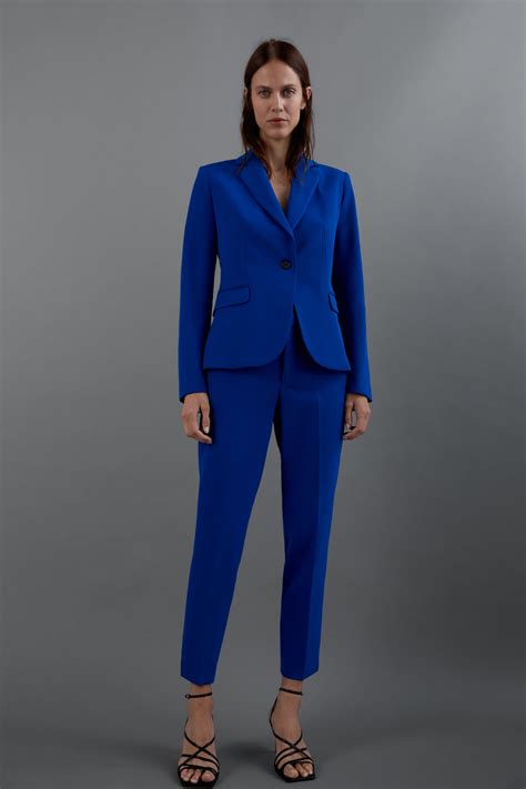 basic ankle pants suits woman zara united states blauw pak pakken voor vrouwen blauwe blazer