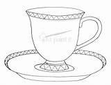 Tea Teacup Printable Wonderland Alice Template Drawing Party Cup Printables Pages Teapot Coloring Paint Just Spoon Leave Mug Colleen Comment sketch template