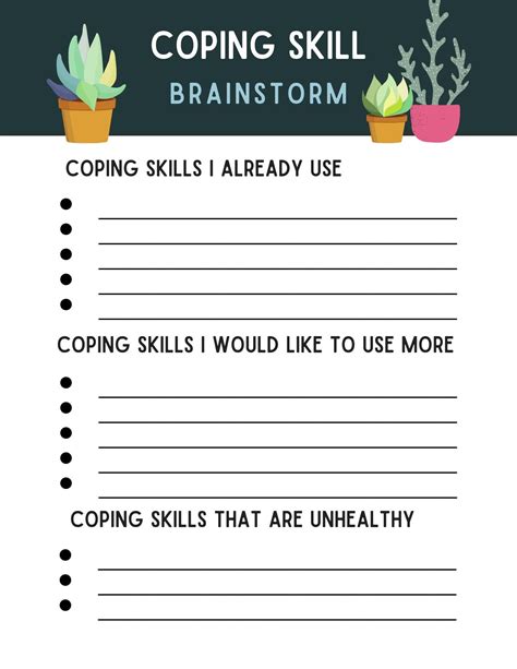 coping skill worksheet brainstorm  kid trauma therapy cbt