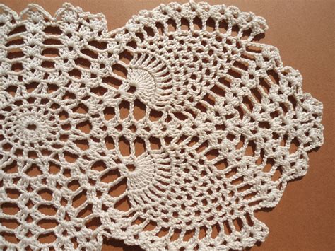 oval crochet doily  hand crocheted doilies ecru doily etsy