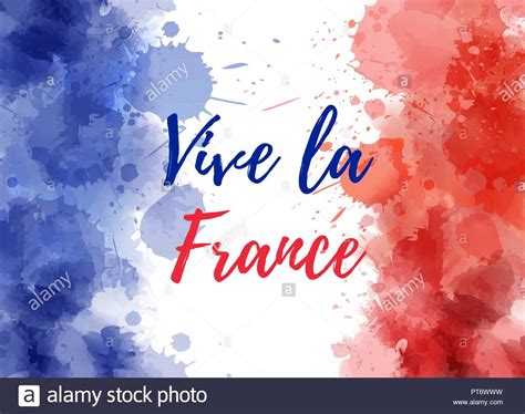 Vive La France Background With Waterccolored Grunge Design