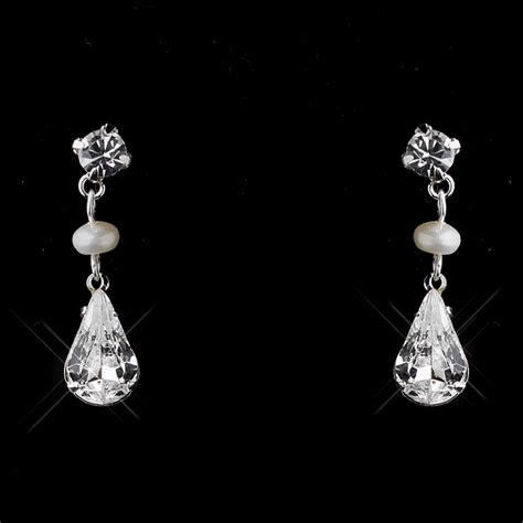 silver clear crystal rhinestone and ivory freshwater pearl