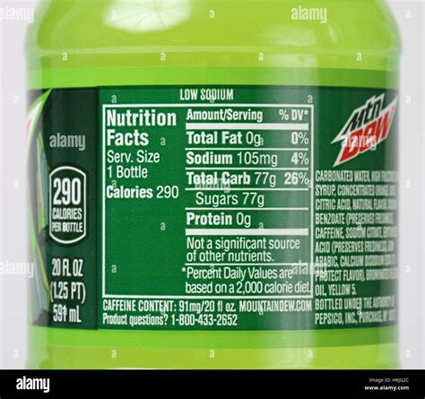 nutrition facts  soda pop soft drink stock photo  alamy