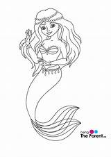 Mermaid Coloring Pages Easy Drawing Flower Small Printable Drawings Girl Tail Step Mermaids Tumblr Line Krishna Little Color Print Draw sketch template