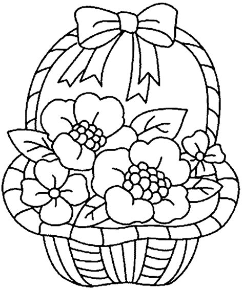 basket  flowers coloring pages pin flower basket colouring pages