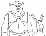 Shrek Coloring Pages Donkey Character Cartoon sketch template