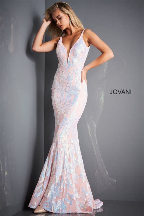 jovani 3263 black gunmetal embellished plunging prom dress