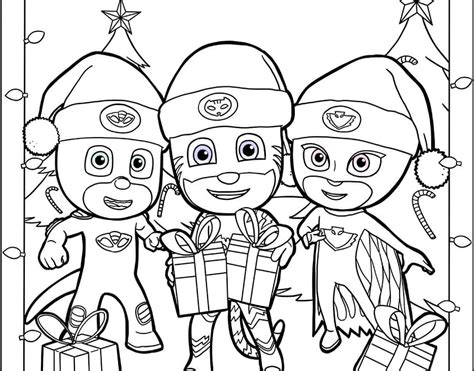 pj masks  christmas coloring page  printable coloring pages