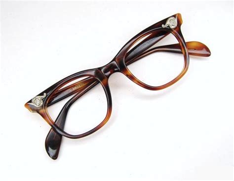vintage 1950s 60s horn rim cat eye eyeglasses ao frame etsy vintage