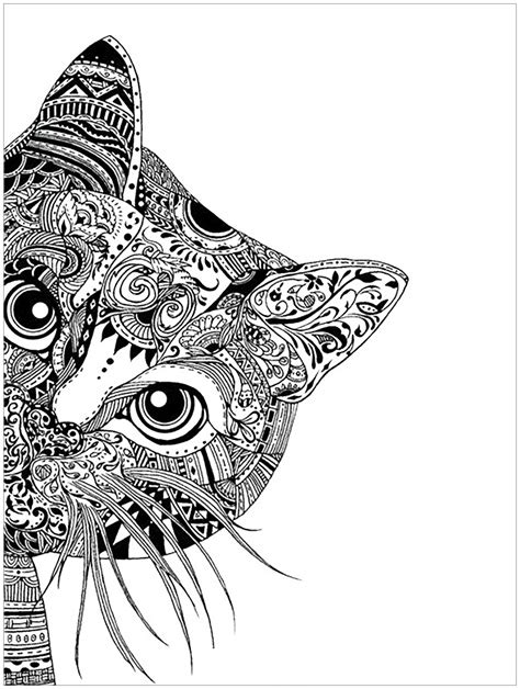 cat head cats adult coloring pages