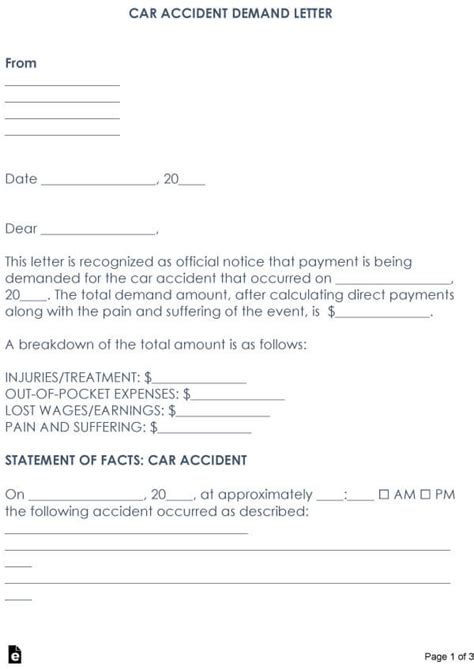 car accident demand letter template