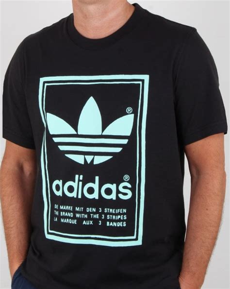 adidas originals vintage  shirt black mens tee crew trefoil