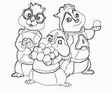 Coloring Chipmunks Pages Alvin Printable Popular Christmas sketch template