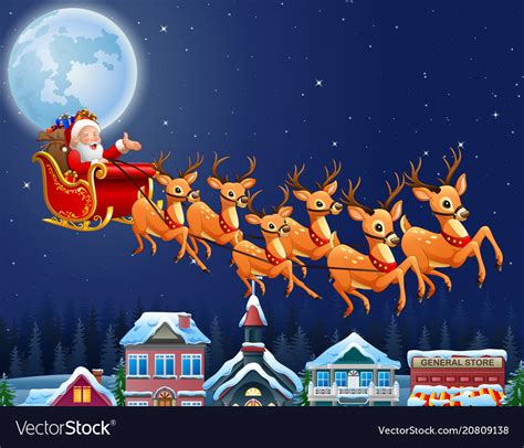 santa drove a wildebeest background full moon vector image