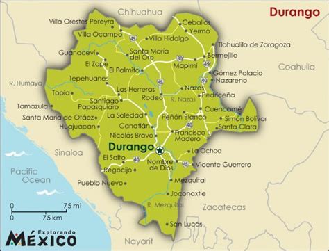 durango mexico map world map