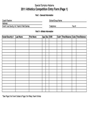 track  field entry form template fill  printable fillable