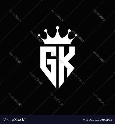 gk logo monogram emblem style  crown shape vector image