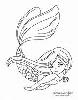 Mermaid Swimming Printcolorfun Tale sketch template