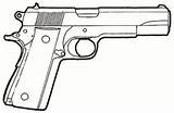 M1911 Colt Draw 45acp Cartridge sketch template