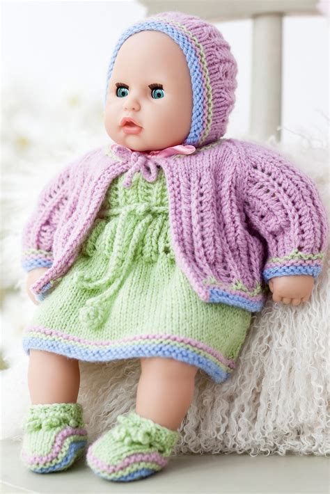 Doll In Retro Knitted Pink And Green Head To Toe Outfit From 1941 Shop