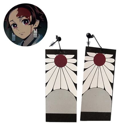 demon slayer anime tanjiro kamado hanafuda earrings costume cosplay