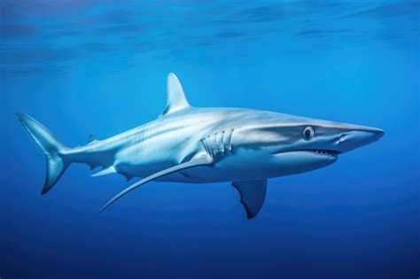 premium ai image blue shark prionace glauca  blue water