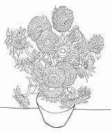Gogh Tournesol Croquis Kwiaty Kolorowanki Doniczce Coloriage Wydrukuj Kolorowankę sketch template