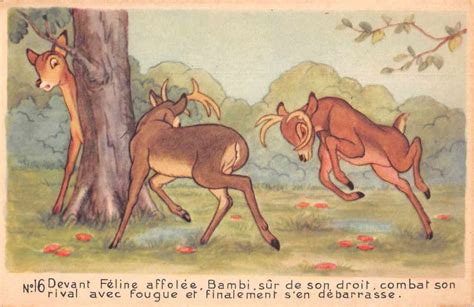disney bambi fighting deer vintage postcard jf686469 ebay