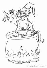 Coloring Pages Cauldron Witch Halloween Cute sketch template