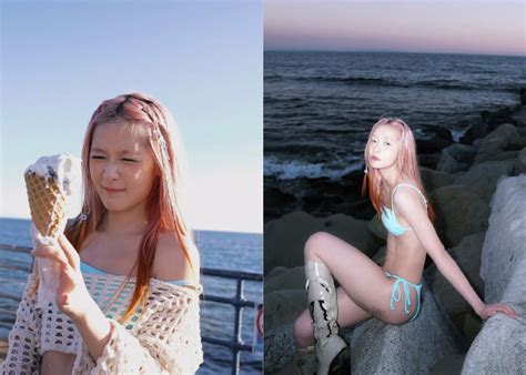 cj star xu jiao shows   toned bod   blue bikini dramapanda