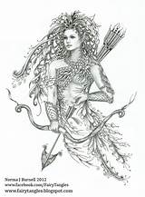 Archer Tangles Zentangle Norma Burnell Colouring Archeress Tattoo Four Micron Roughly Doodles sketch template