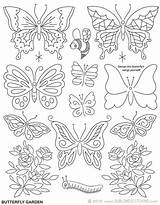 Embroidery Butterfly Patterns Garden sketch template
