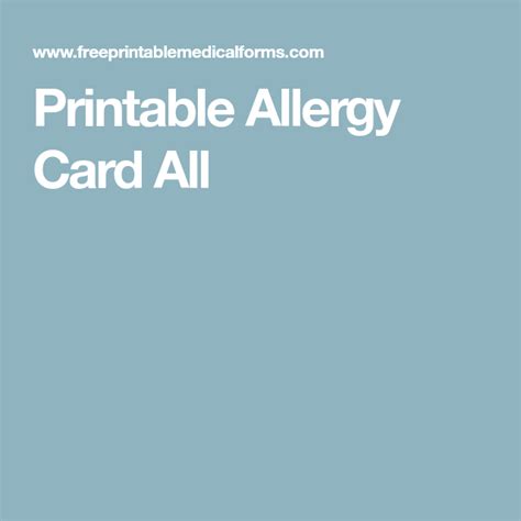 printable allergy card  allergies food allergies cards