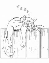 Cats Gato Dormindo Fence Colouring Desenho Chat Tudodesenhos Comportement Bestcoloringpages sketch template