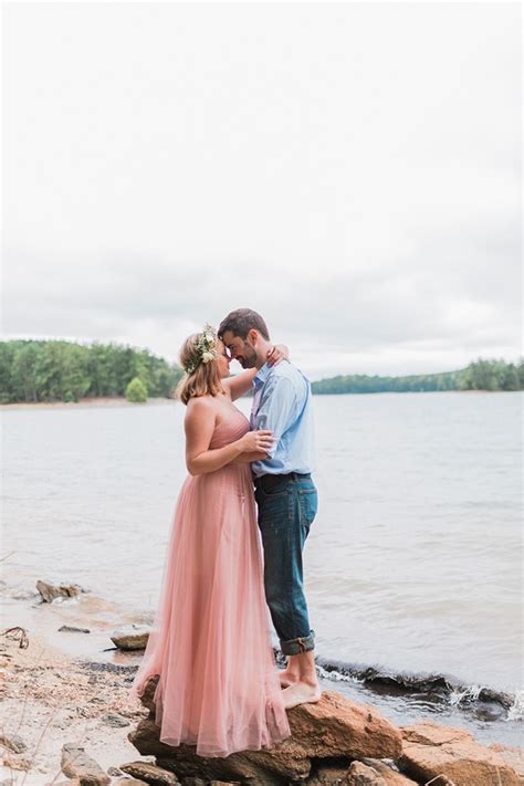 Dreamy Lake Engagement Glamour And Grace
