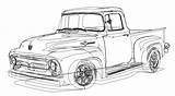 Vector F100 1956 Pickup Coloring sketch template