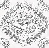 Coloring Mandala Pages Psychedelic Eye Print Color Sun Abstract Trippy Printable Begs Drawing Adult Colouring Madness Outline Drawings Coloriage Mandalas sketch template