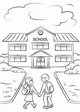 School Going Coloring Boy Girl Visit Drawing Printable Cartoon Pages sketch template