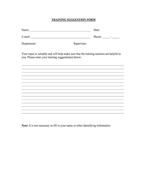training suggestion form fill   sign printable  template