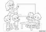 Classroom Coloring Teacher Children Cartoon Scene Hands Kids Pages Holding Vector Drawing Color Printable Getdrawings Print sketch template