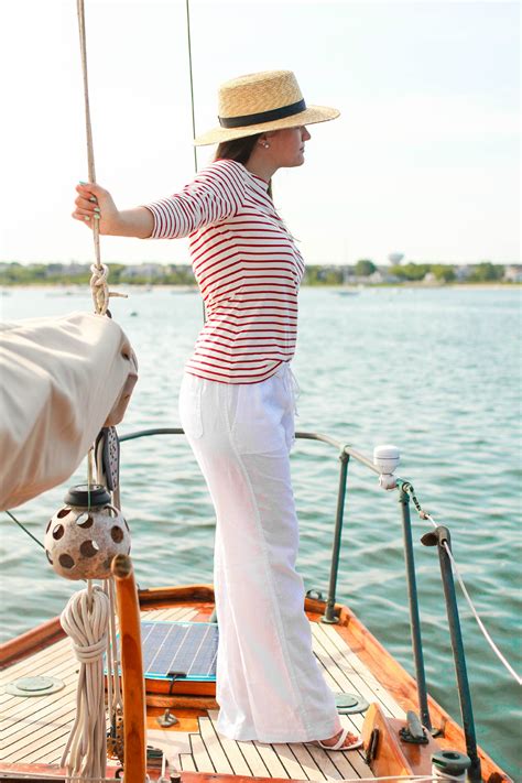 nautical stripes and white linen pants new york city