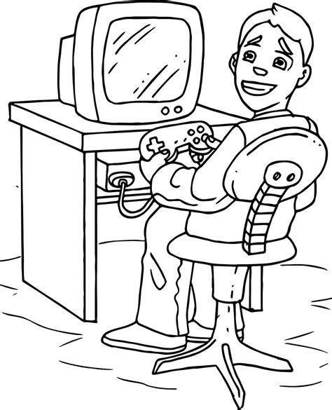 kid playing video game coloring page  printable coloring pages