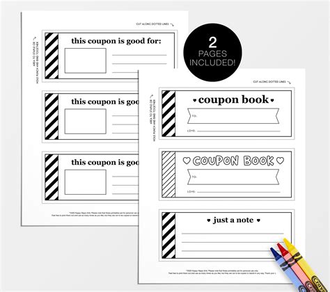 kids printable coupon book diy coupon template personalized etsy