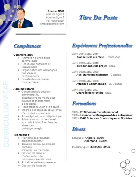 exemple de cv commercial modele cv