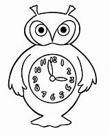Clock Coloring Owl Pages Color sketch template