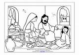Martha Mary Coloring Jesus Meals Pages Getcolorings Printable Color sketch template