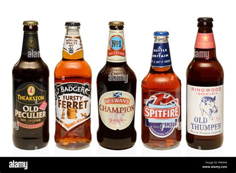 bottles  traditional british beer white background stock photo alamy