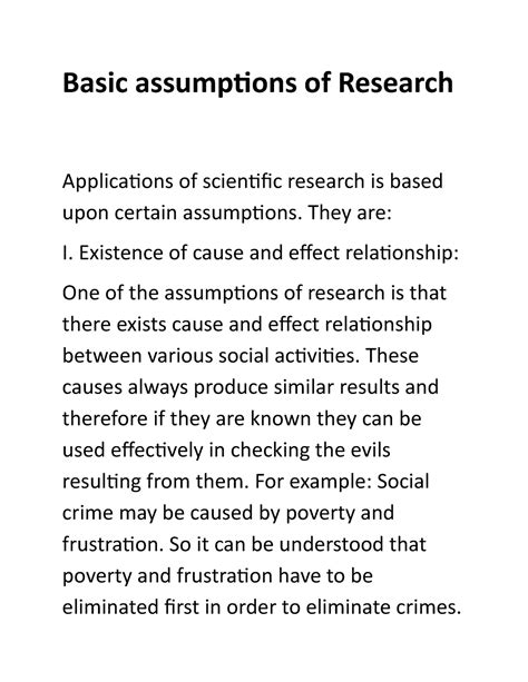 basic assumptions  research basic assumptions  research